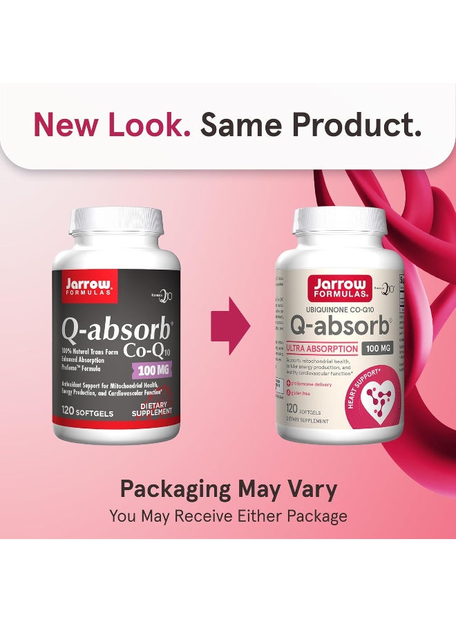 jarrow formulas Q-absorb Ubiquinone Co-Q10 100 mg, Dietary Supplement, Antioxidant Support for Mitochondrial Health, Cellular Energy Production and Cardiovascular Health, 120 Softgels, 120 Day Supply - Image 2